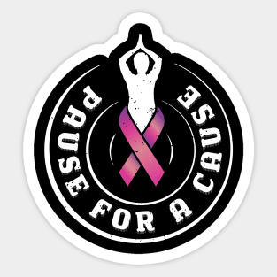 Pause for a Cause Zen Breast Cancer Awareness paws Sticker